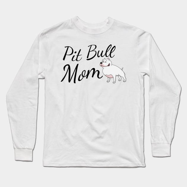 Pit Bull Dog Mom Long Sleeve T-Shirt by tribbledesign